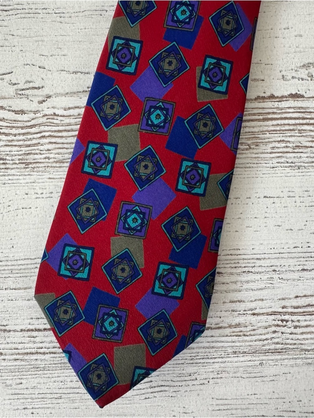VINTAGE MISSONI Geometric Silk 90s 80s Tie Handmade in Spain